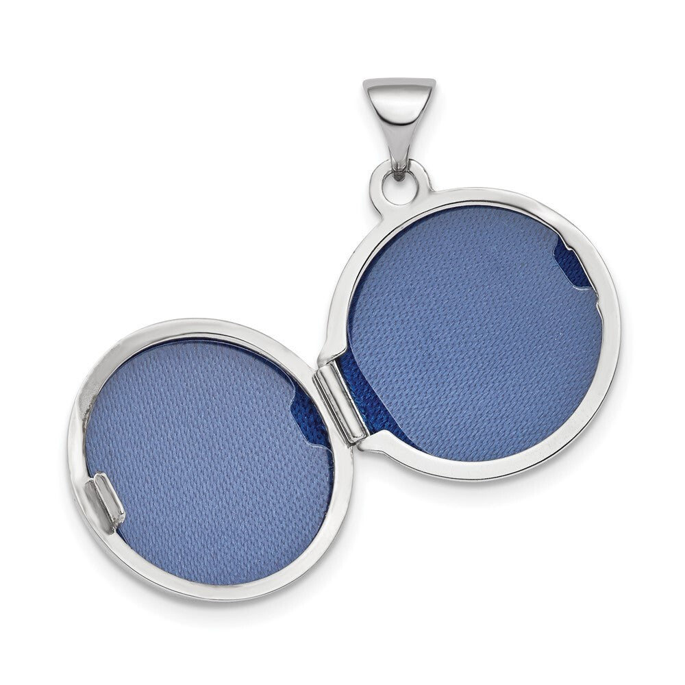 14k White Gold Polished Domed 16mm Round Locket Pendant for Women