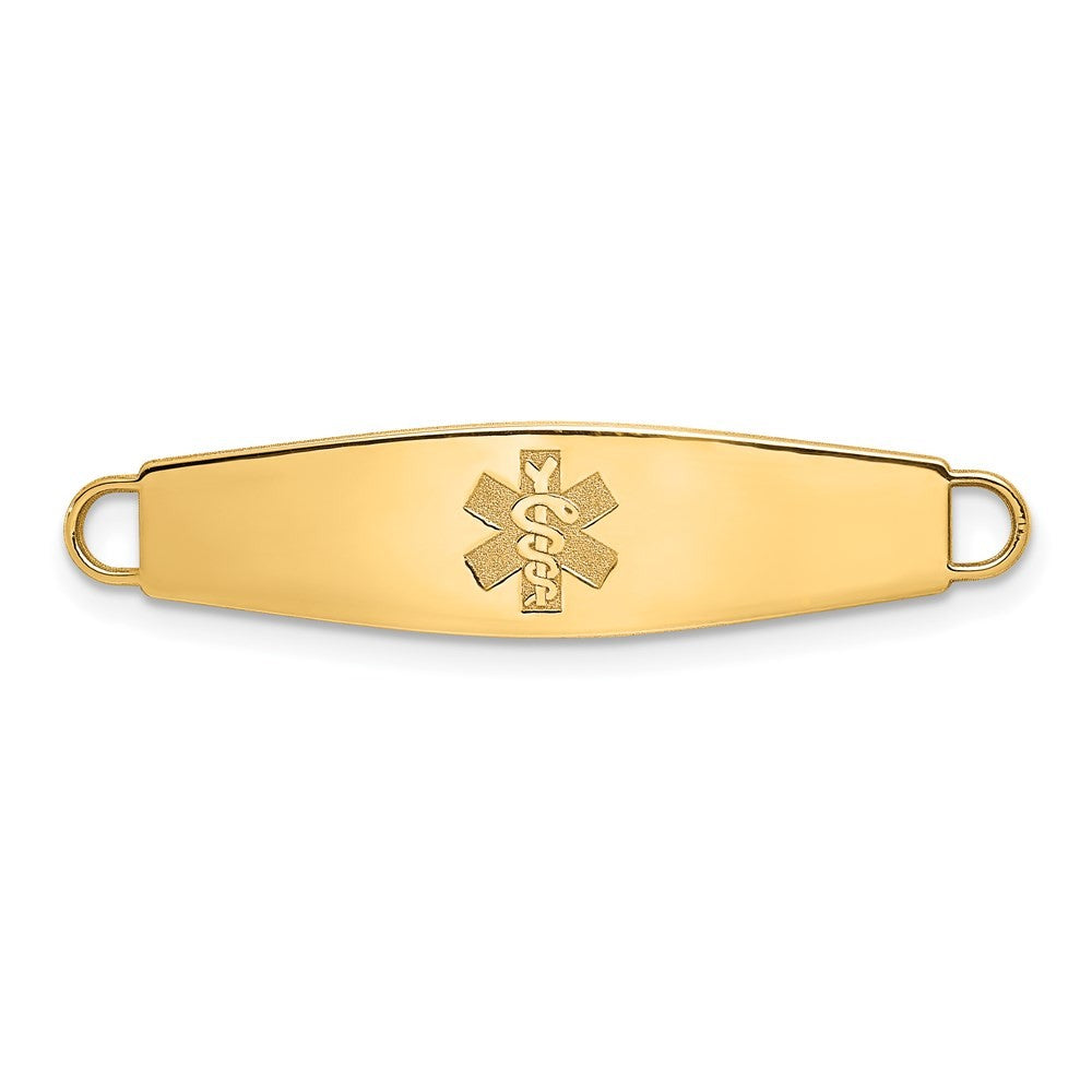 14k Yellow Gold 34x8mm Non-enameled Oval Shape Medical ID Plate