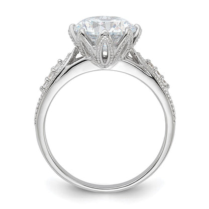 Sterling Silver Rhodium-plated 9mm Cubic Zirconia Ring Size 7