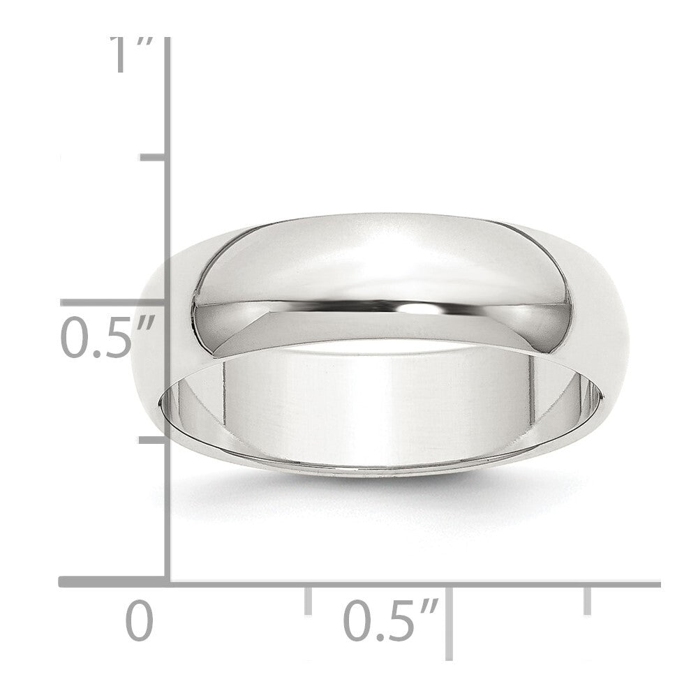 Sterling Silver 6mm Half Round Size 13 Band Ring