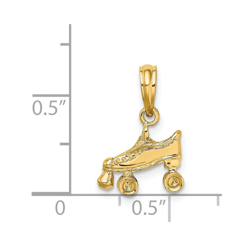 14k Yellow Gold 3-D Roller Skate Charm