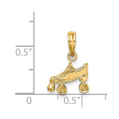14k Yellow Gold 3-D Roller Skate Charm