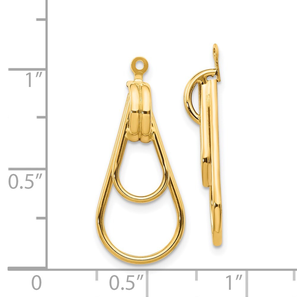 14k Yellow Gold Polished Double Teardrop Earring Jackets Gift for Women