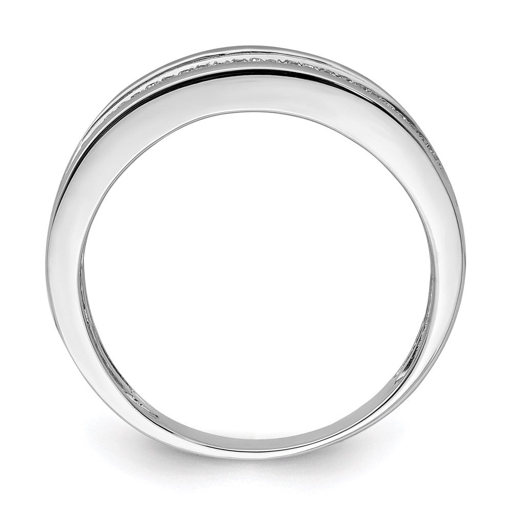 Sterling Silver Rhodium Plated Diam. Men's Band Ring