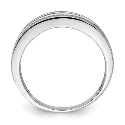 Sterling Silver Rhodium Plated Diam. Men's Band Ring