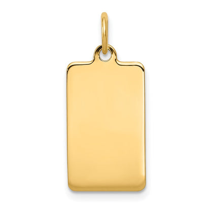 14k Yellow Gold Plain .018 Gauge Rectangular Engravable Disc Charm Pendant