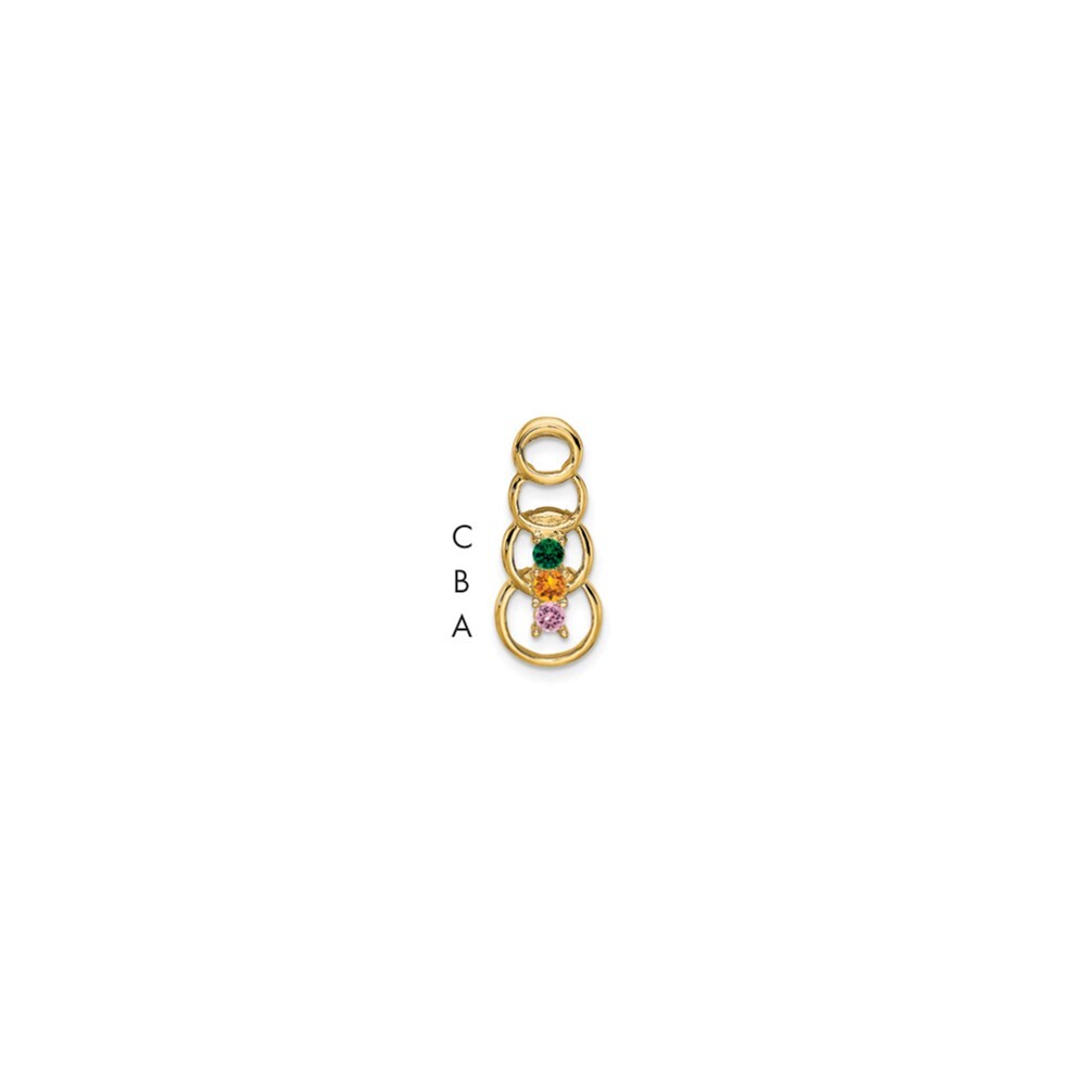 14k Yellow Gold 3 Synthetic Stone Family Pendant for Women