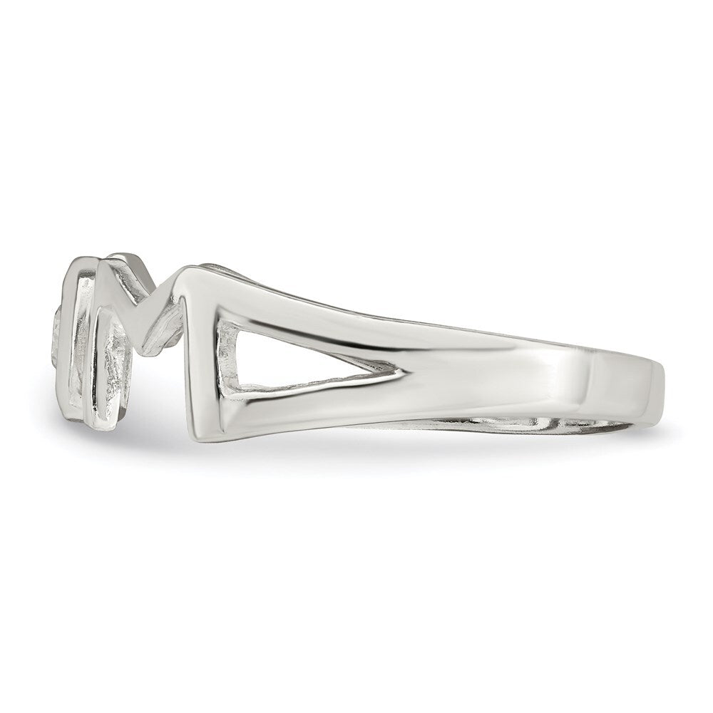 Sterling Silver & Cubic Zirconia Polished Mom Ring Size 7