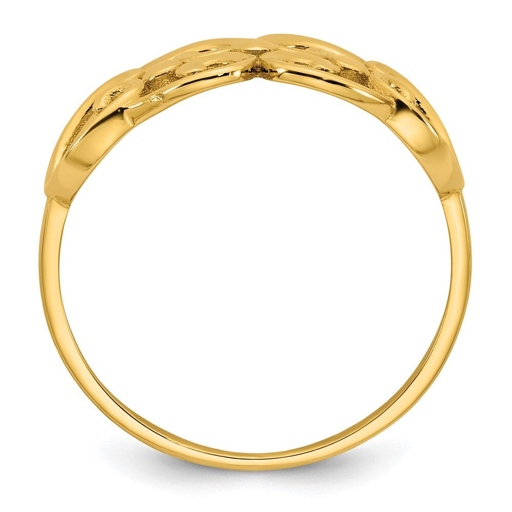 14K Yellow Gold Polished Cut Out Fancy Hearts Design Ring Size 7