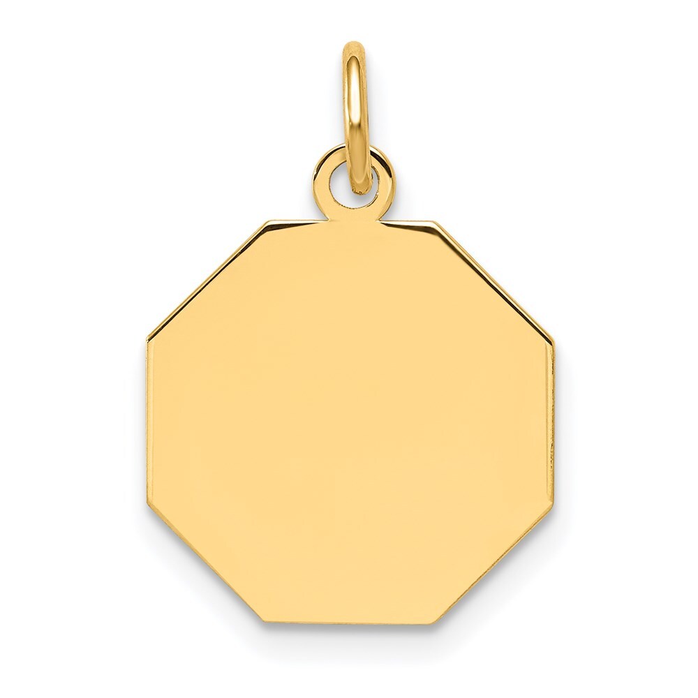 14k Yellow Gold Plain .027 Gauge Engravable Octagonal Disc Charm Pendant