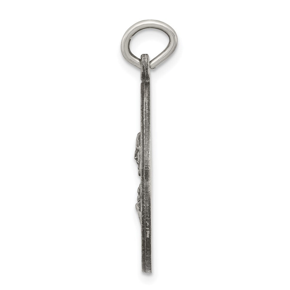 Sterling Silver Antiqued Sacred Heart of Jesus Medal Pendant