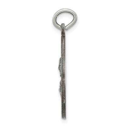 Sterling Silver Antiqued Sacred Heart of Jesus Medal Pendant