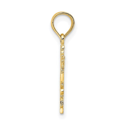 14k Yellow Gold HE LOVES ME Heart Charm