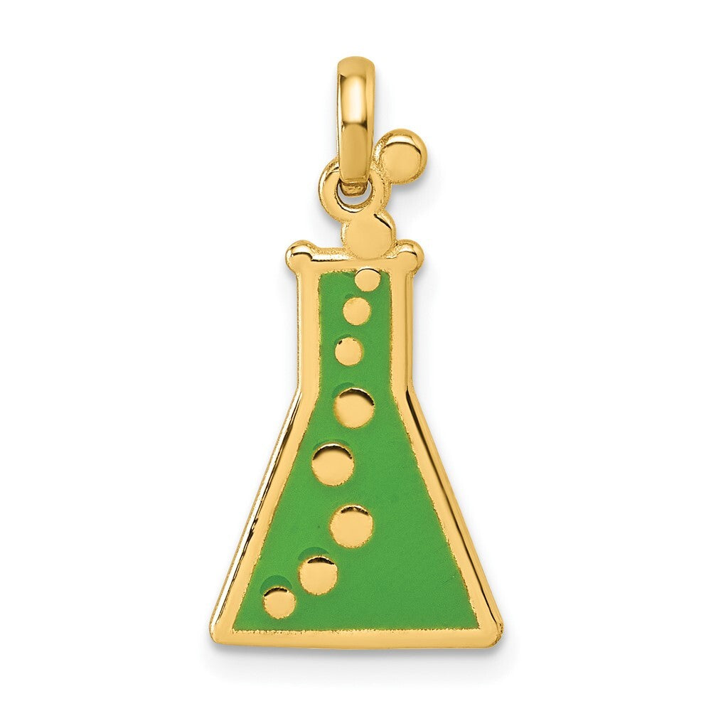 14k Yellow Gold Polished Erlenmeyer Flask Pendant for Women