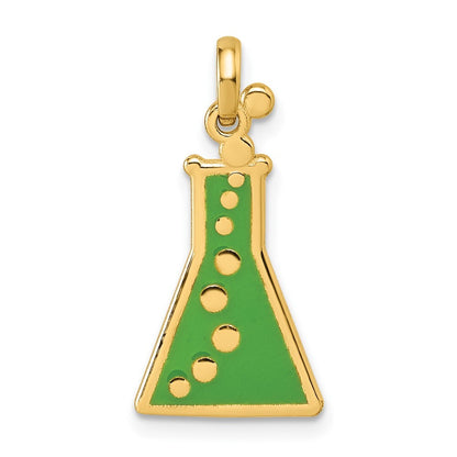 14k Yellow Gold Polished Erlenmeyer Flask Pendant for Women
