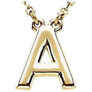 14k Yellow Gold Block Initial A 16" Necklace