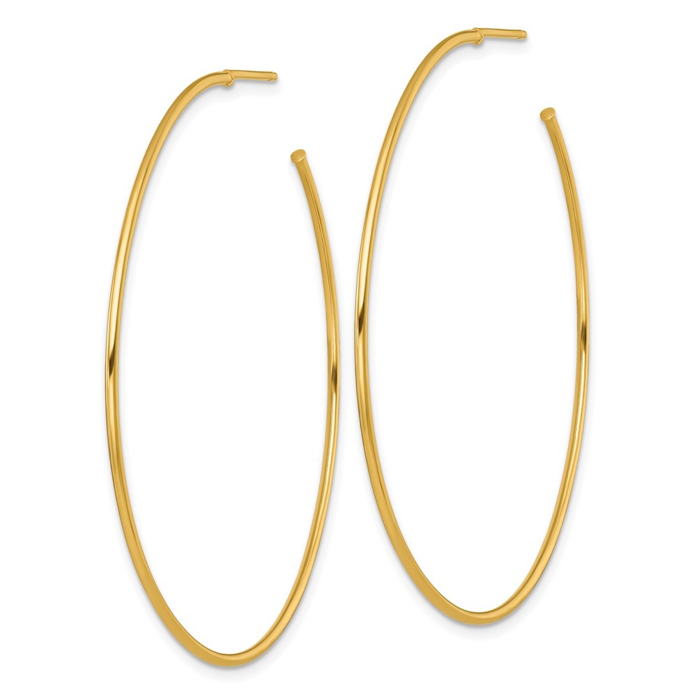 14k Yellow Gold Polished 1.2 x 55mm Solid C-Hoop Earrings