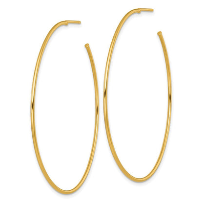 14k Yellow Gold Polished 1.2 x 55mm Solid C-Hoop Earrings