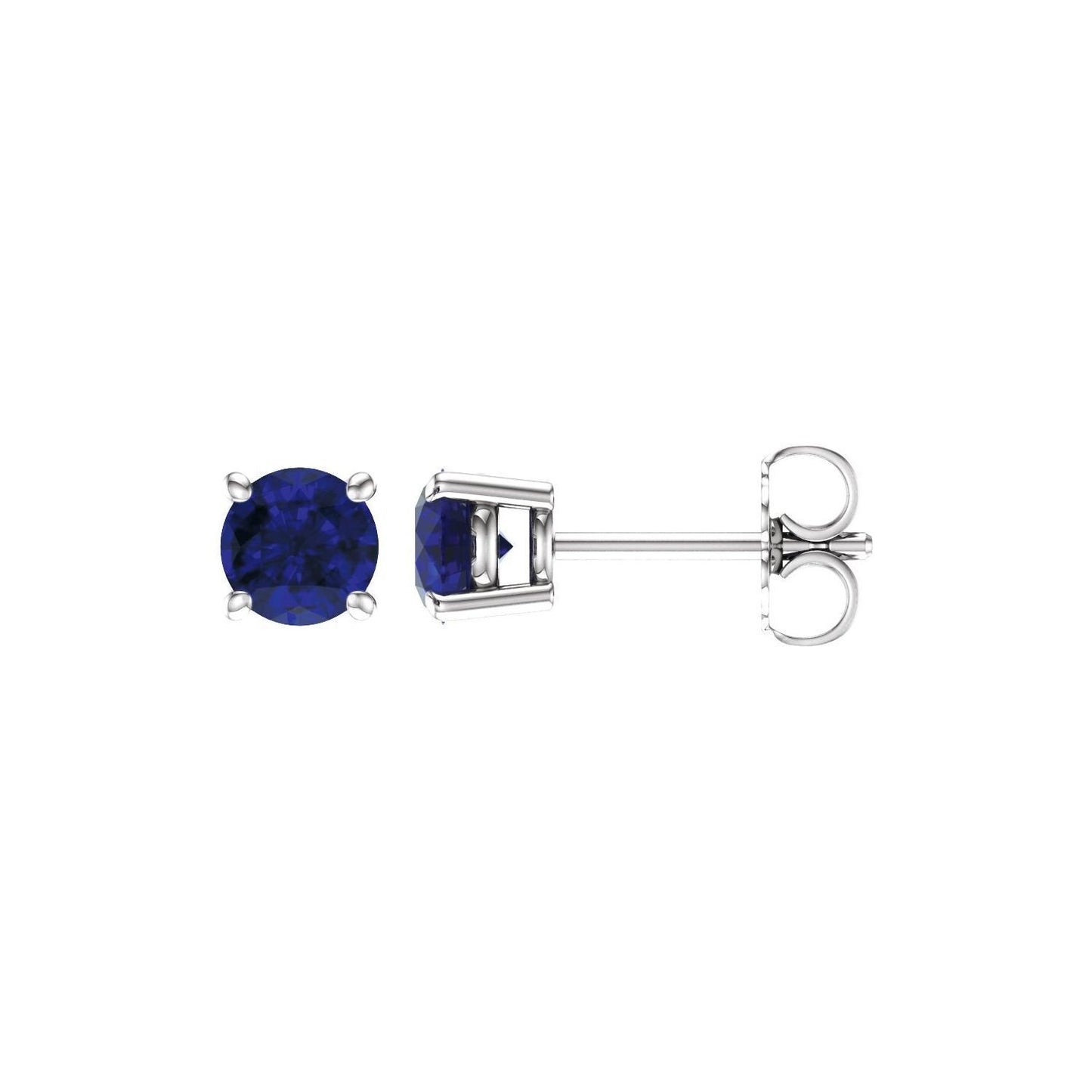 14k White Gold 5 mm Natural Blue Sapphire Stud Earrings Fine Jewelry for Women