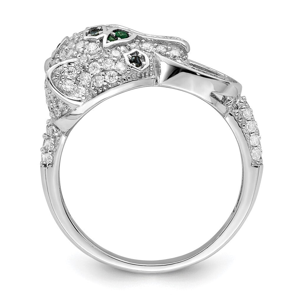 Sterling Silver Rhodium-plated Polished CZ Cheetah Ring Size 8