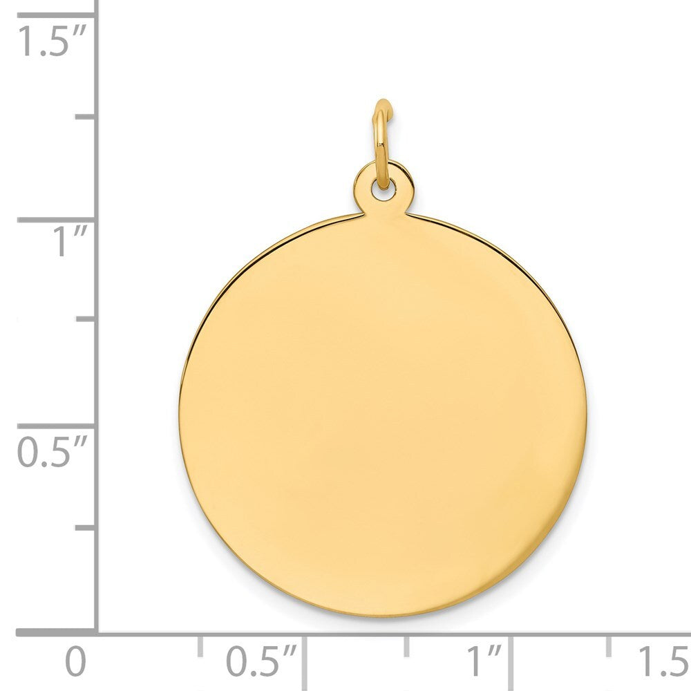14k Yellow Gold Plain .013 Gauge Circular Engravable Disc Charm Pendant