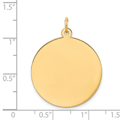 14k Yellow Gold Plain .013 Gauge Circular Engravable Disc Charm Pendant