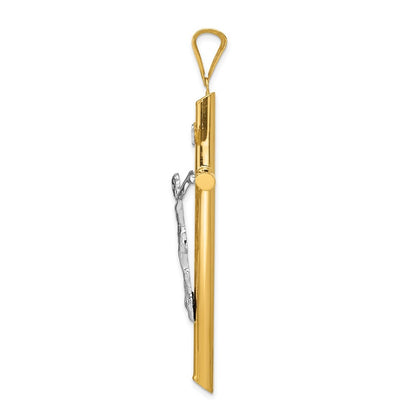 14k Two-Tone Gold Polished Crucifix Pendant