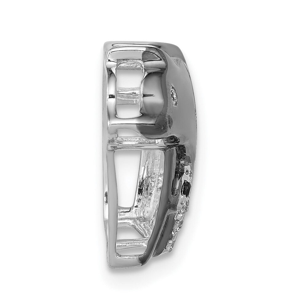14k White Gold  Black Rhodium Diamond Bears Chain Slide Pendant for Women
