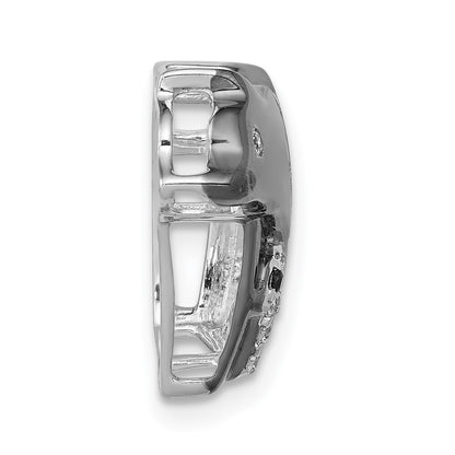 14k White Gold  Black Rhodium Diamond Bears Chain Slide Pendant for Women