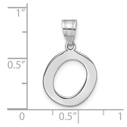 14k White Gold Polished Bubble Letter O Initial Pendant for Women