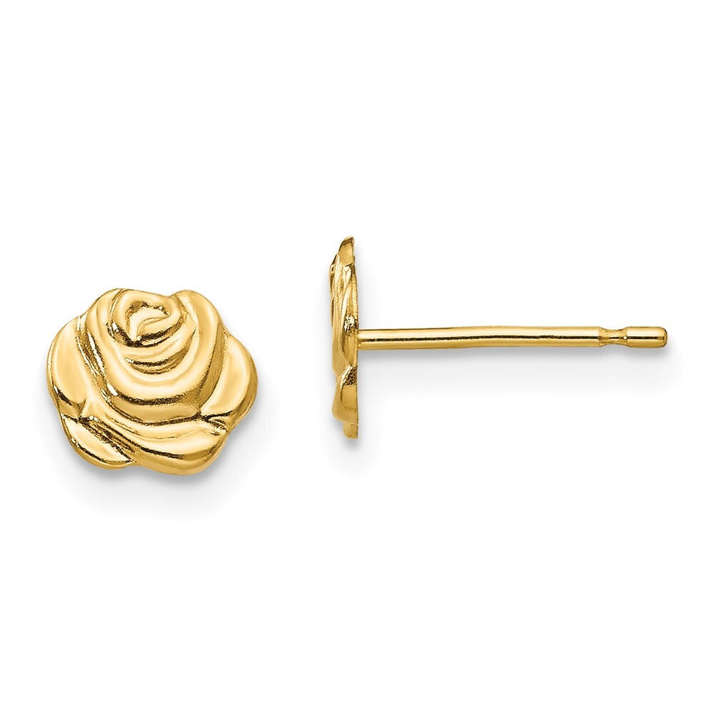 14k Yellow Gold Flower Stud Earrings Gift for Women