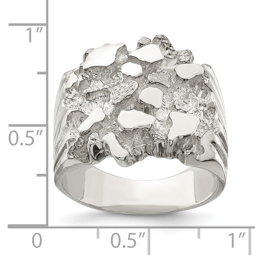 Sterling Silver Men's Nugget Ring Size 11