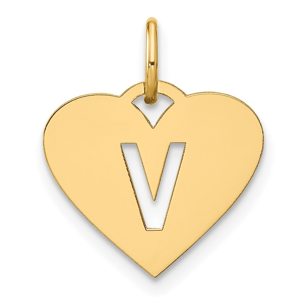 14k Yellow Gold Initial Letter V Initial Charm Pendant