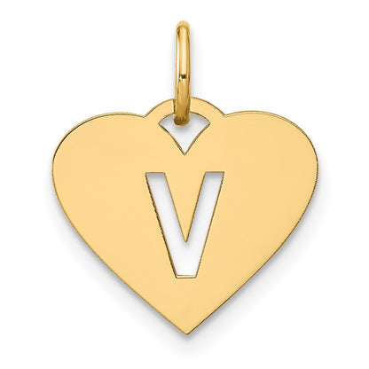 14k Yellow Gold Initial Letter V Initial Charm Pendant