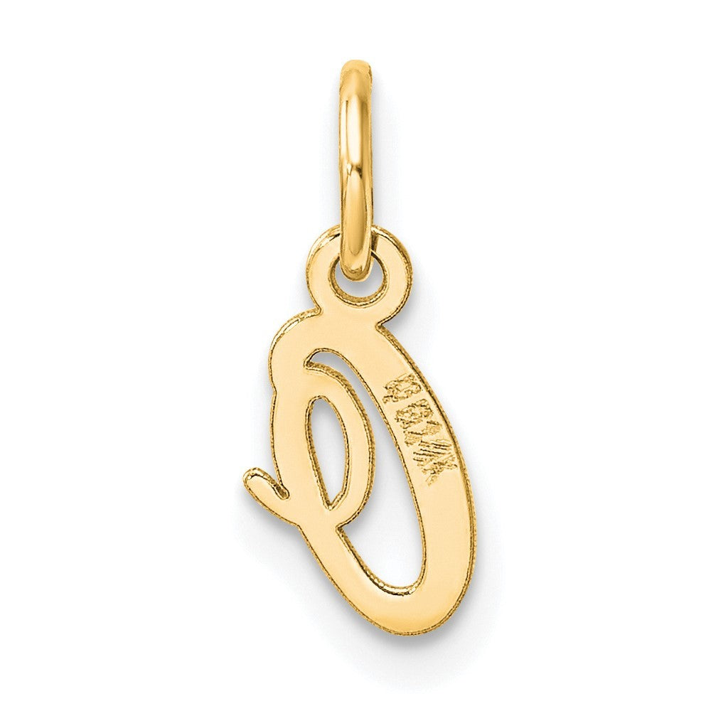 14k Yellow Gold Small Script Letter O Initial Charm Pendant