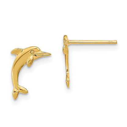 14k Yellow Gold Dolphin Earrings
