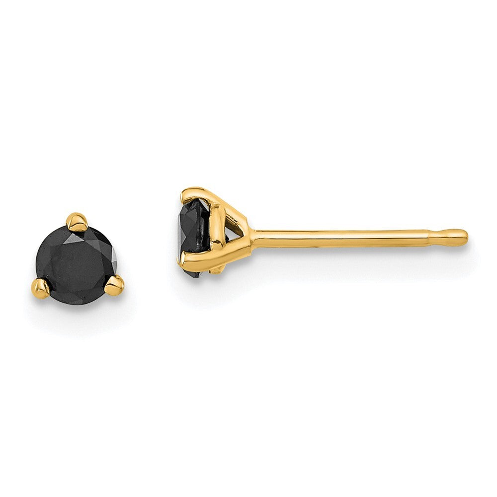14k Yellow Gold 1/3ct Black Diamond Stud Earrings Gift for Women