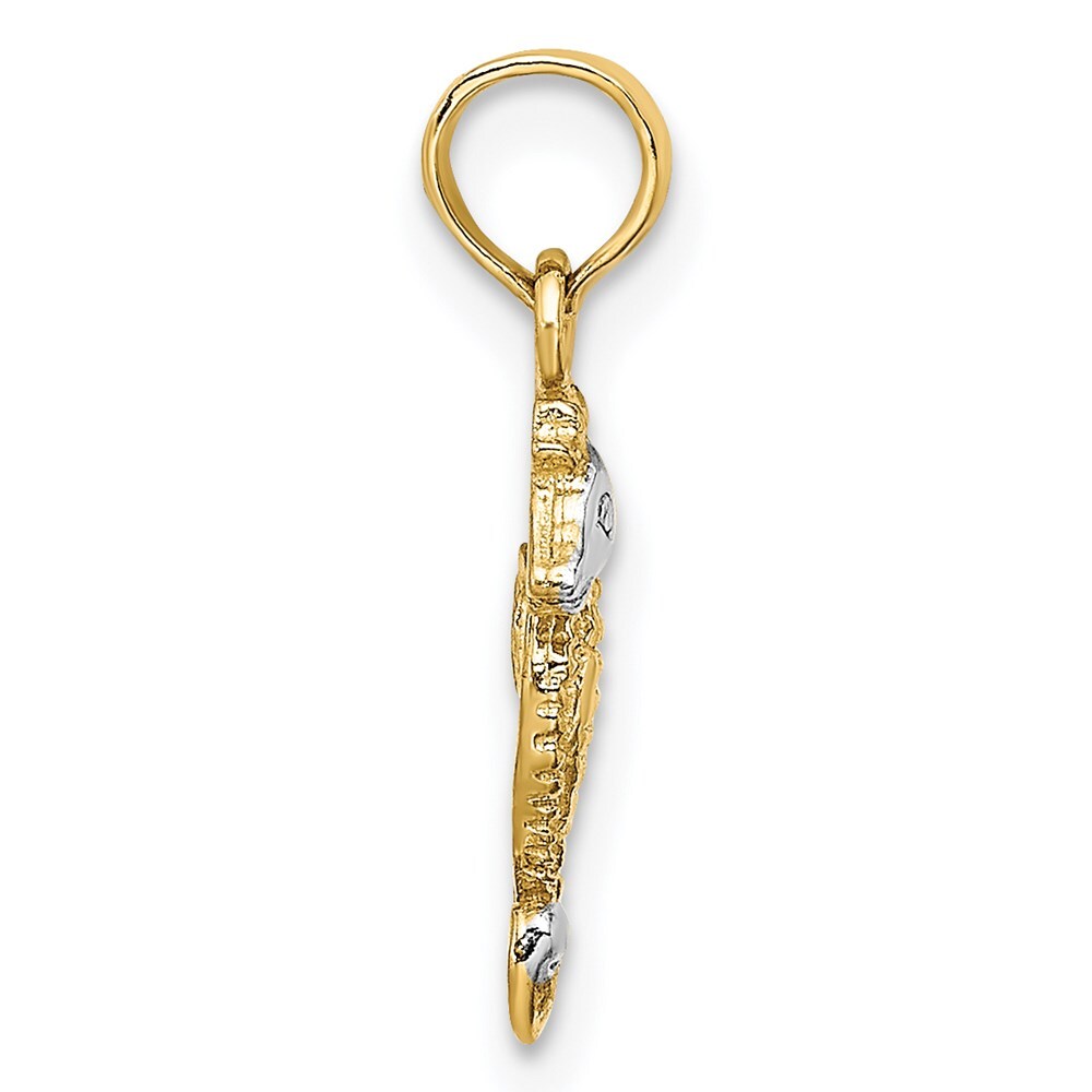 14k Yellow Gold with White Rhodium Seahorse Charm Pendant