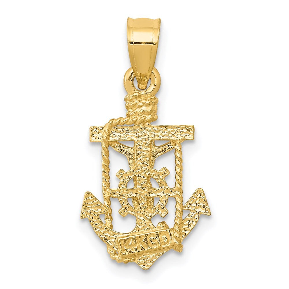 14k Yellow Gold Polished Mariner Crucifix Pendant for Women