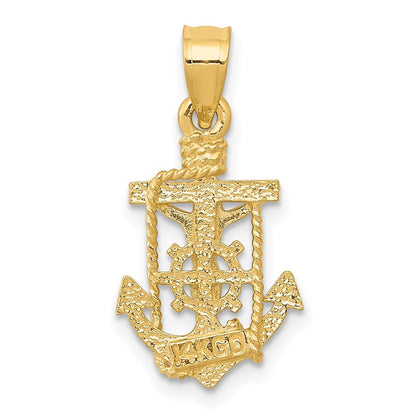 14k Yellow Gold Polished Mariner Crucifix Pendant for Women