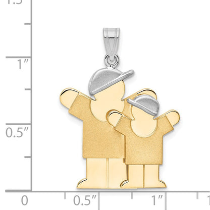 14k Two-Tone Gold Big Boy and Little Boy Engravable Charm