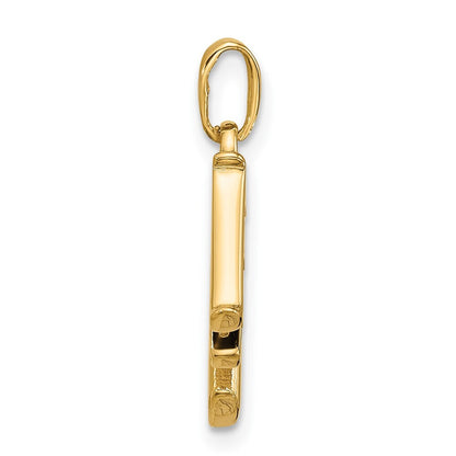 14k Yellow Gold with Rhodium Diamond Letter M Initial Pendant for Women