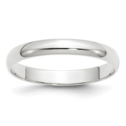 14k White Gold 3mm Lightweight Half Round Wedding Band Ring Size 11.5