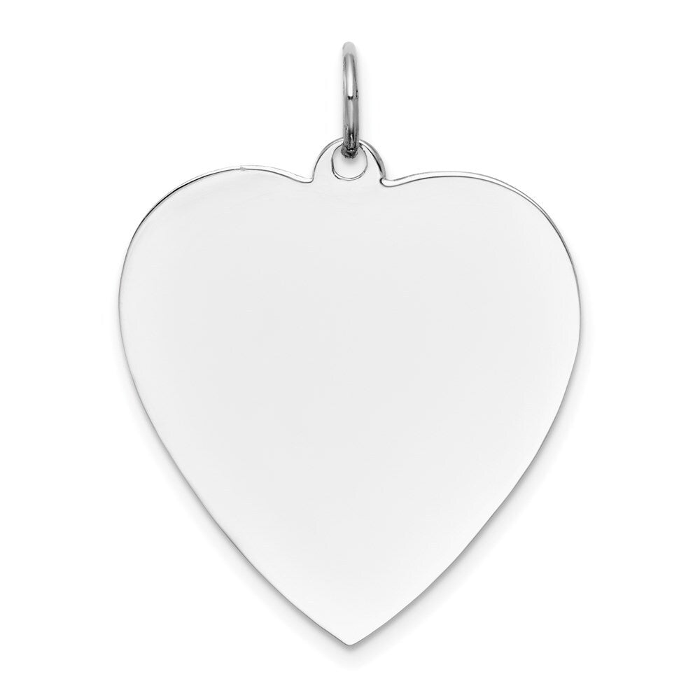 14k White Gold Plain .013 Gauge Engravable Heart Charm