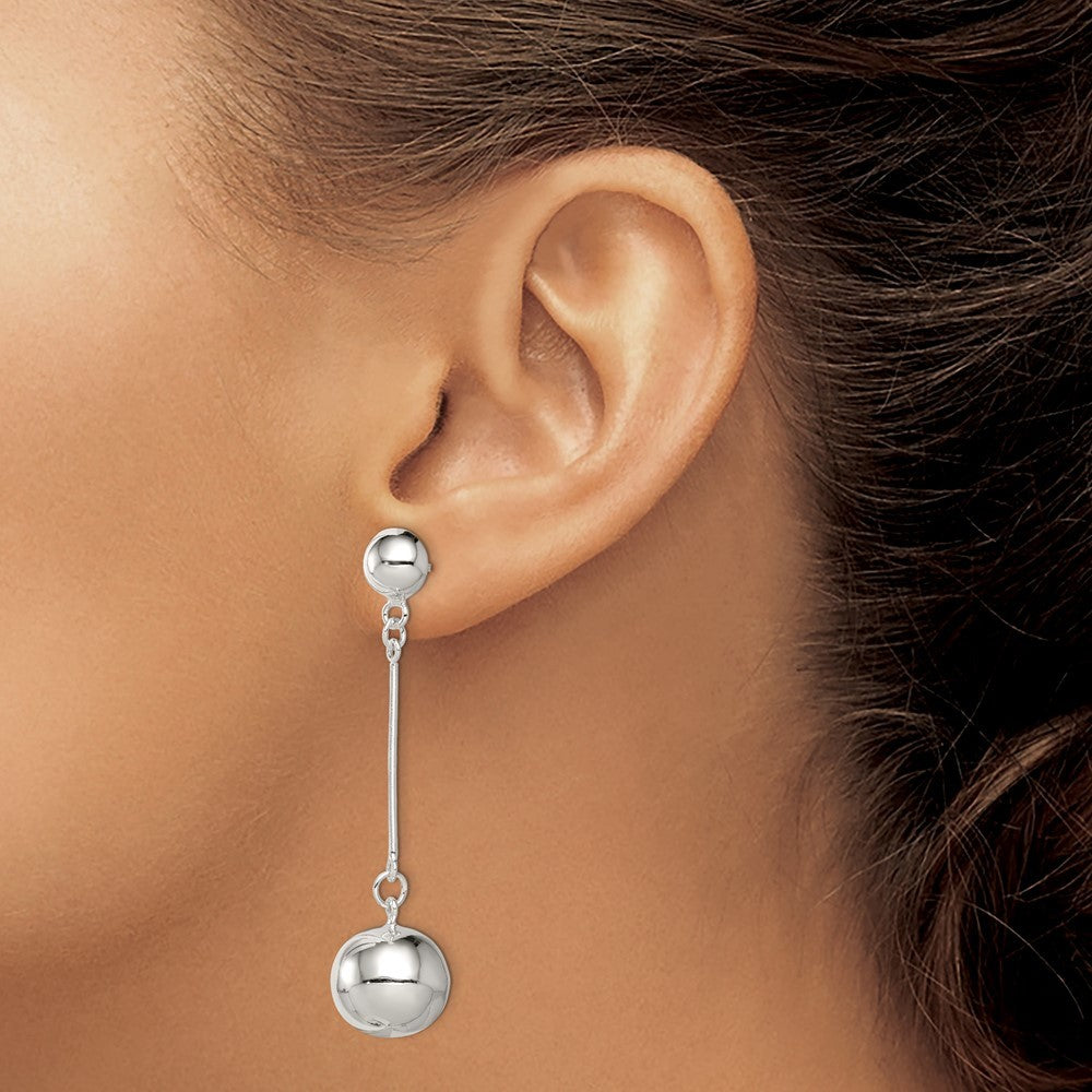 Sterling Silver Polished 14mm Ball Dangle Earrings