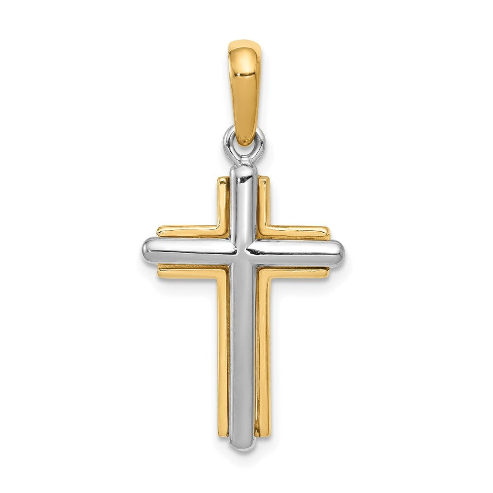 14k Two-tone Gold Cross Pendant for Women