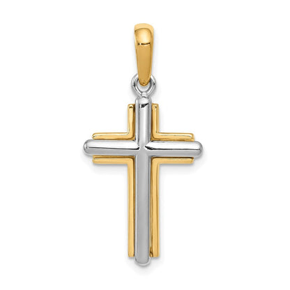14k Two-tone Gold Cross Pendant for Women
