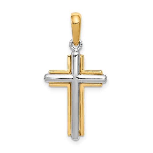 14k Two-tone Gold Cross Pendant for Women