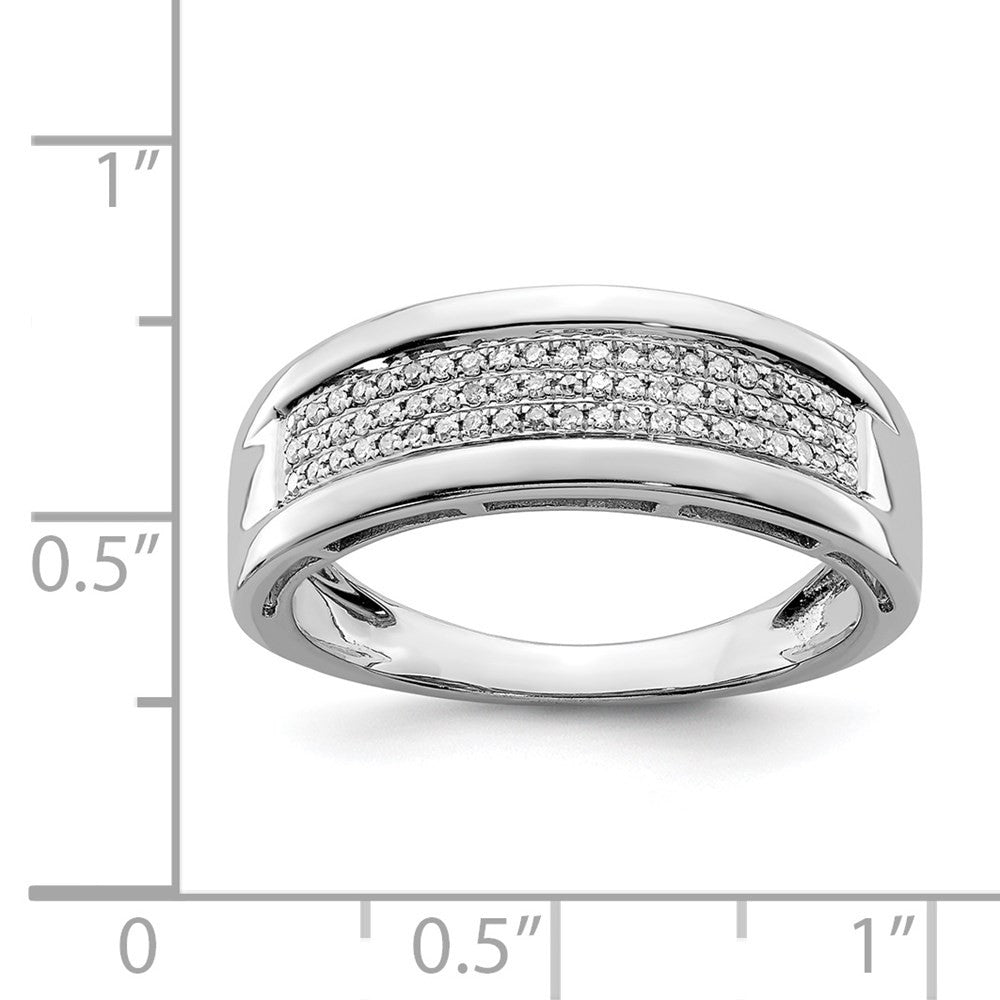 Sterling Silver Rhodium Plated Diamond Ladies Band Ring