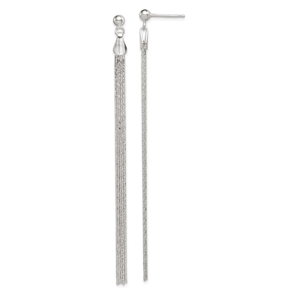 Sterling Silver Polished Fancy Long Linear Dangle Earrings